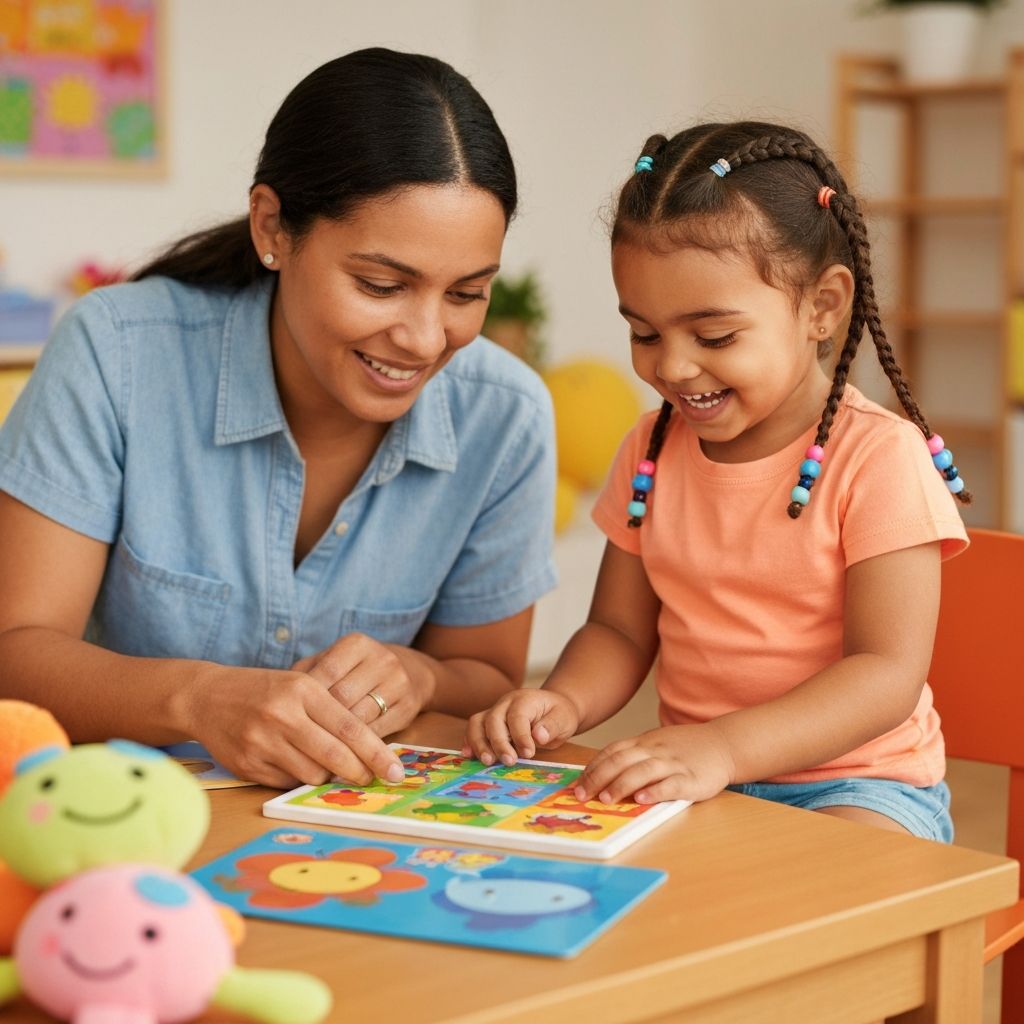 Mãe e filho estudando juntos com atividades educativas
